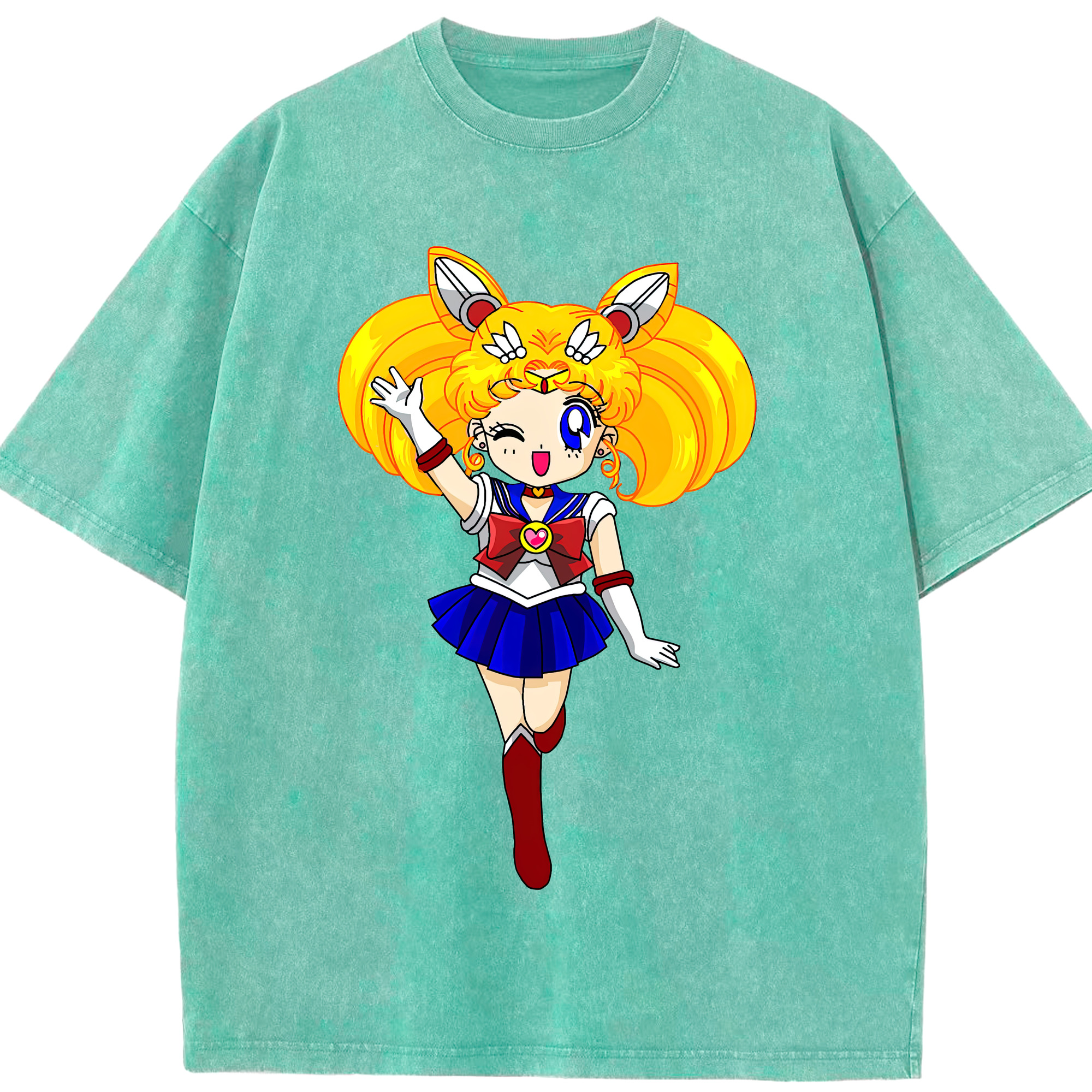 （画像用） 美少女戦士セーラームーン 月野 うさぎ つきの うさぎ Sailor Moon Tsukino Usagi 綿100% ヴィンテージ風 半袖Tシャツ（フロントプリント）